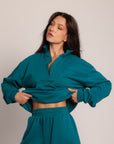 Sweat Zipper Blue Emerald