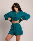 Sweat Zipper Blue Emerald